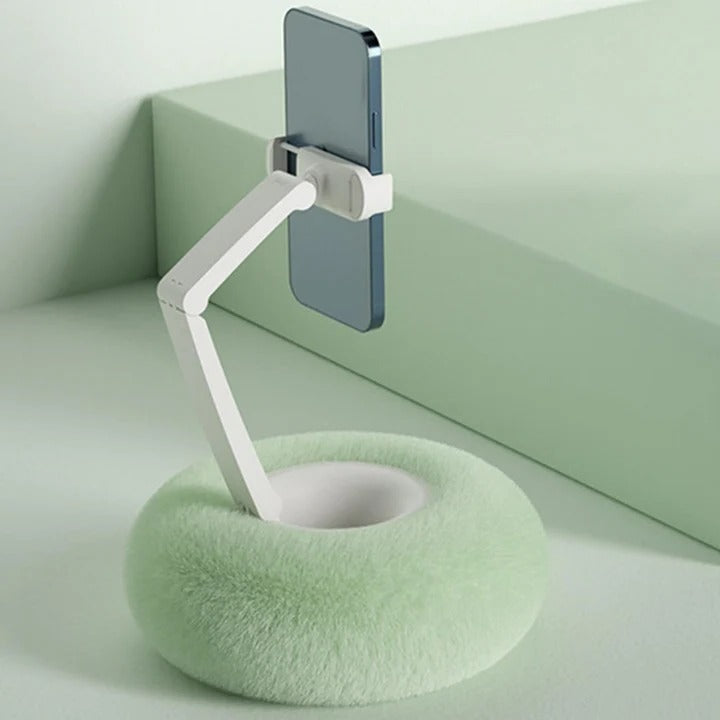 Comfy Tech Buddy: Phone Stand Pillow with Snack Holder