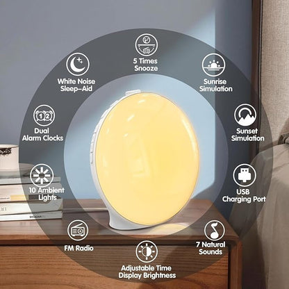 Natural Dawn Alarm Clock with Soothing Sound Options