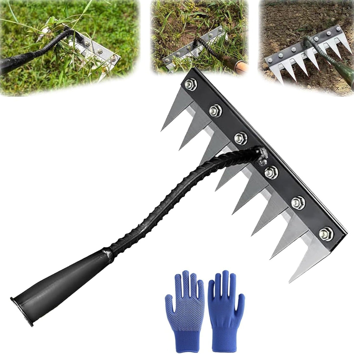 Heavy-Duty Garden Rake for Precision Weeding & Soil Care