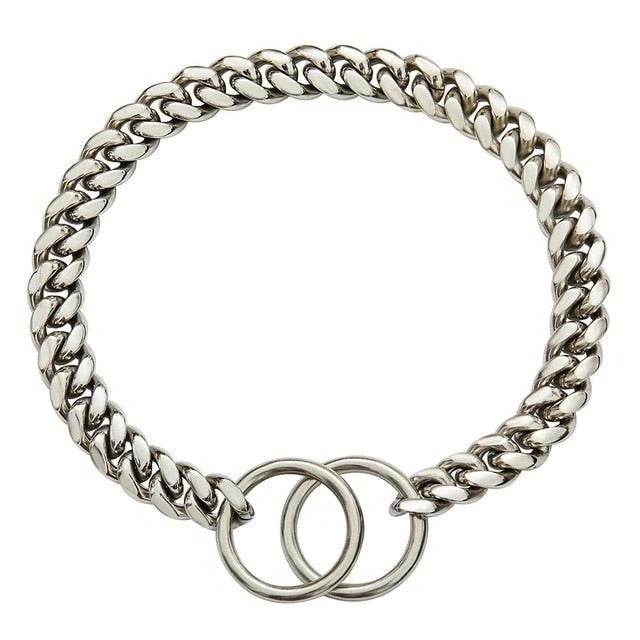 Robust Metal Chain Dog Collar for Strong Breeds in Vibrant Colors