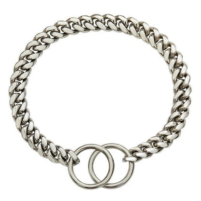 Robust Metal Chain Dog Collar for Strong Breeds in Vibrant Colors