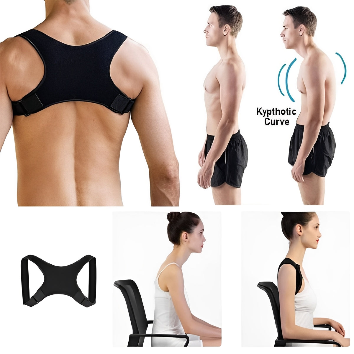 Versatile Adjustable Back Support Brace for Improved Posture