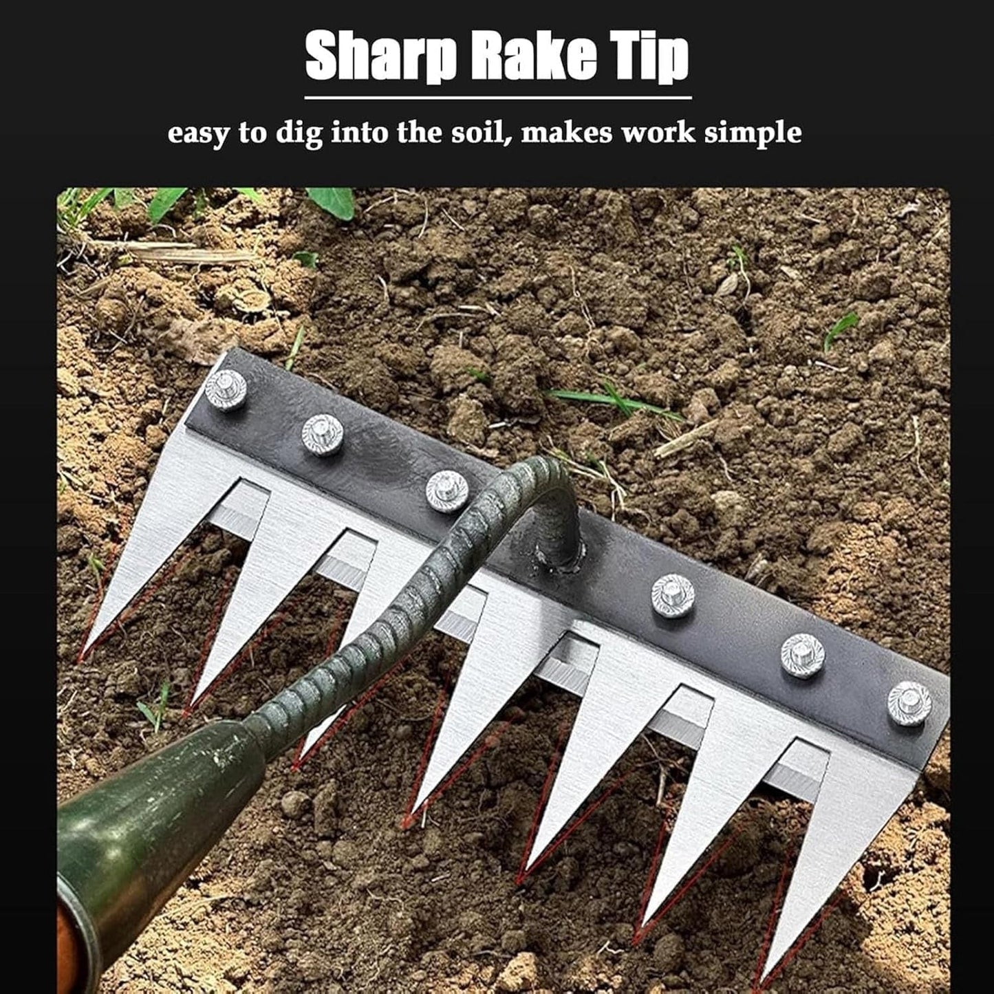 Heavy-Duty Garden Rake for Precision Weeding & Soil Care
