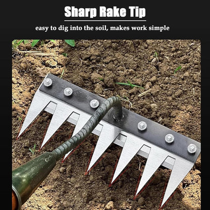Heavy-Duty Garden Rake for Precision Weeding & Soil Care