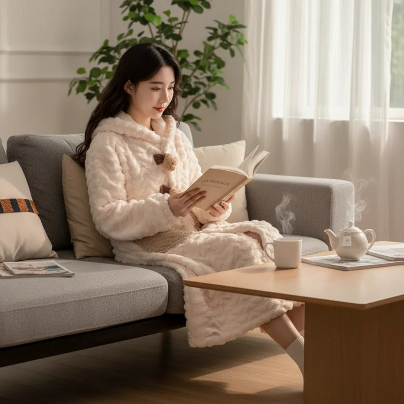 Cozy Winter Hooded Bathrobe for Ultimate Comfort