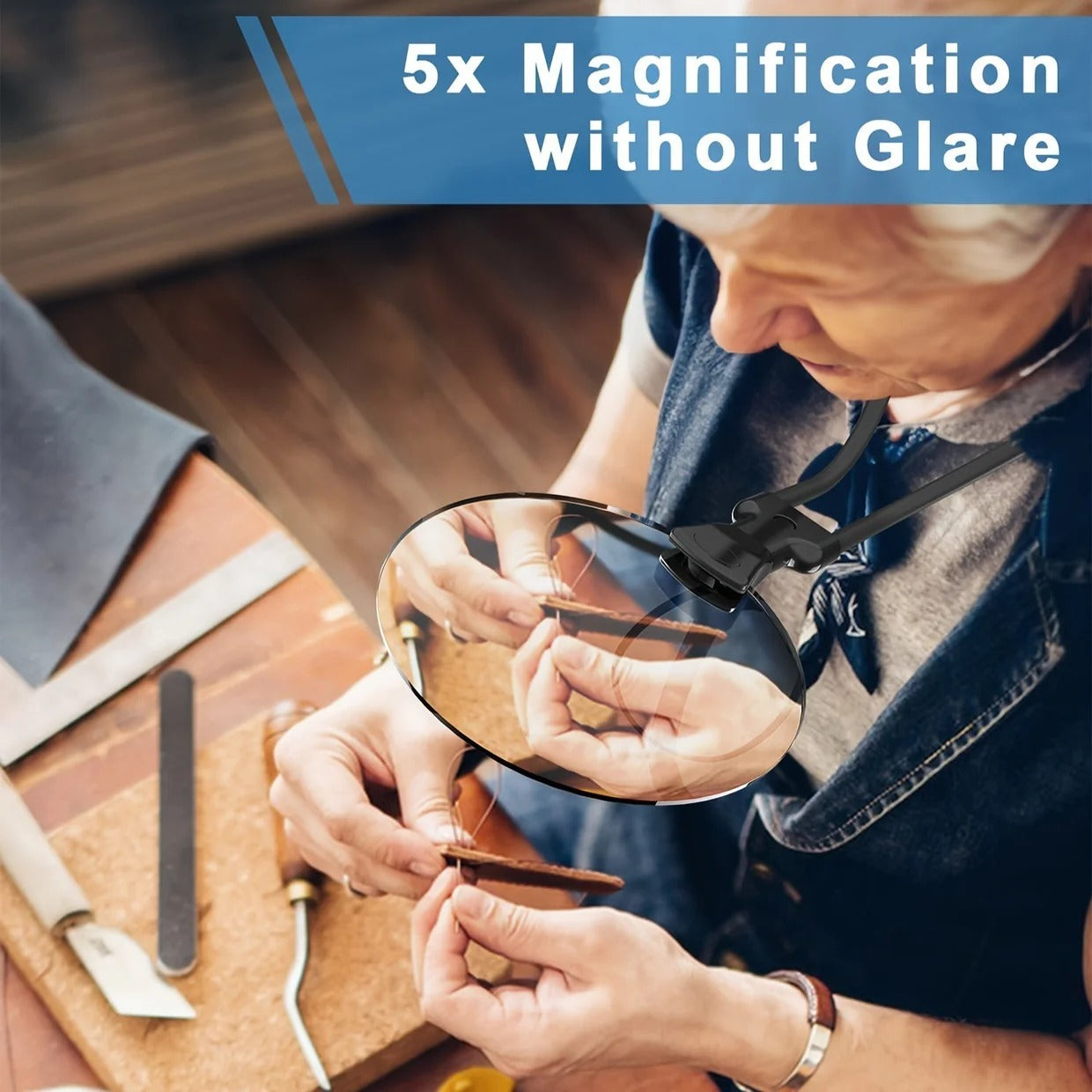 Hands-Free Magnifying Lens with 5X Zoom and Adjustable Neck Strap