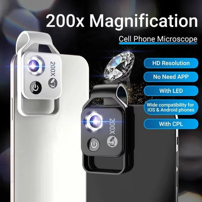 Attachable Microscope Lens for Smartphones with 200x Zoom