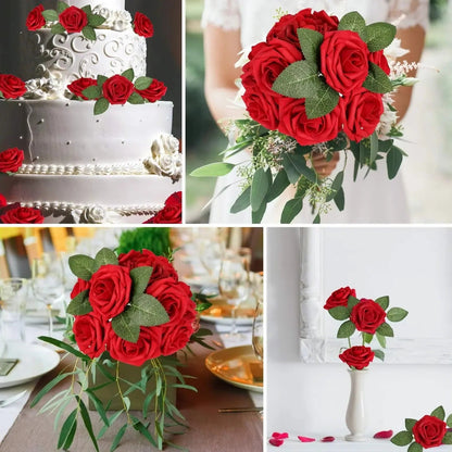 Lifelike Red Rose Stems for Elegant Home and Event Decor