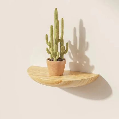 Curved Wall-Mounted Wooden Display Shelf for Home Décor