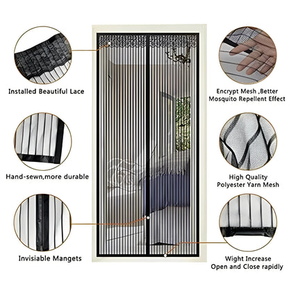 Insect-Repelling Mesh Door Barrier with Magnetic Closure