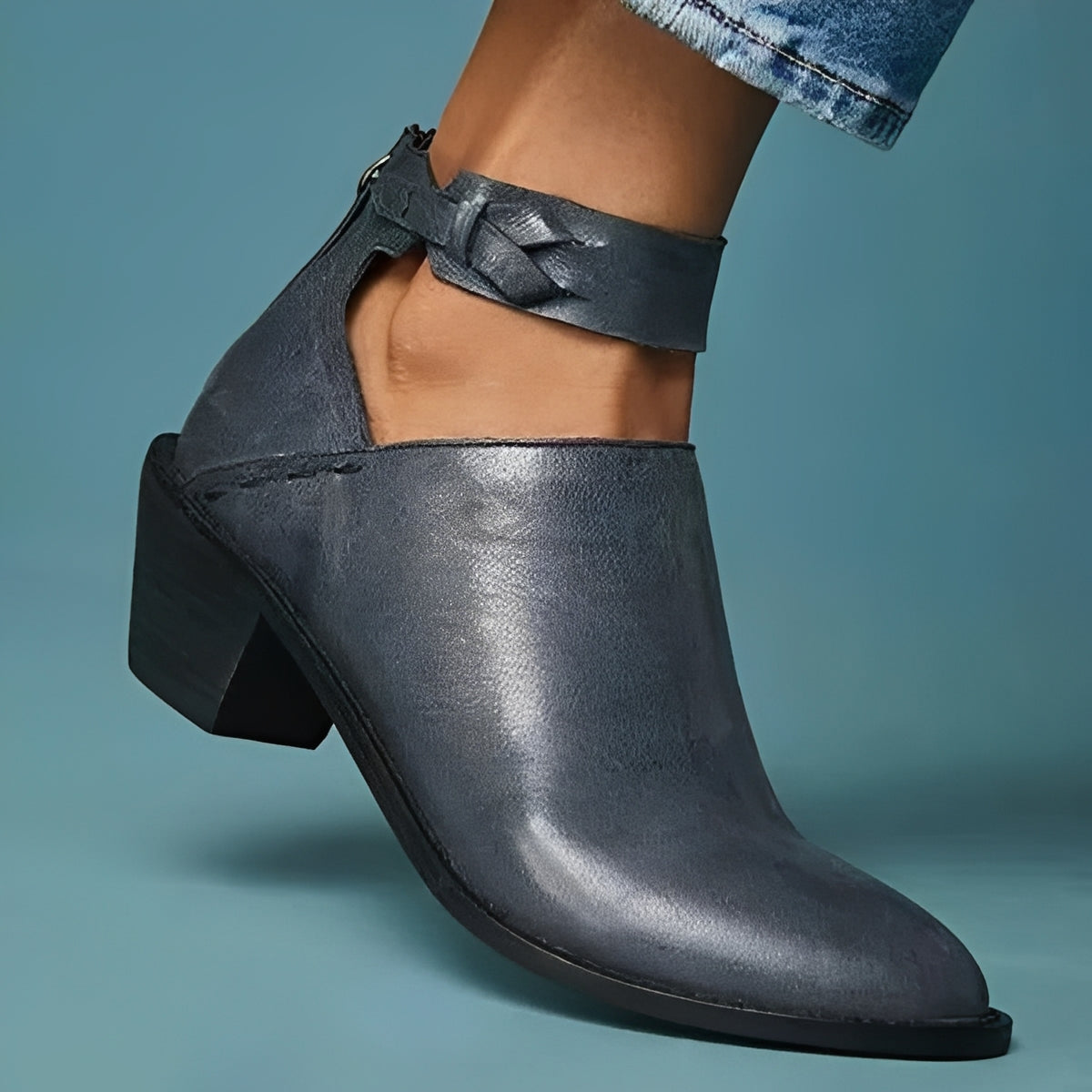 Stylish Ankle Boots with Braided Detail and Easy Zip Access
