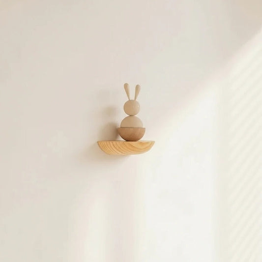 Curved Wall-Mounted Wooden Display Shelf for Home Décor