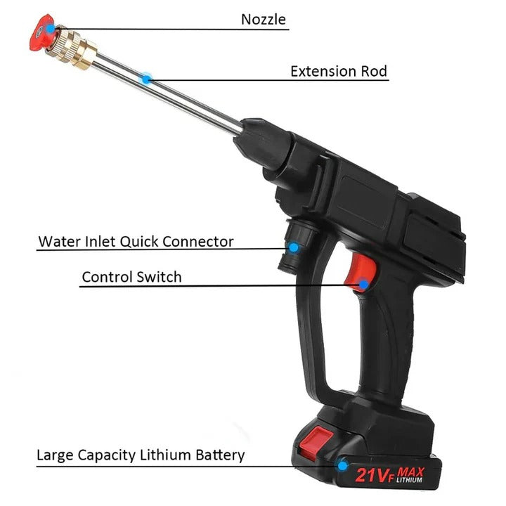 Battery-Powered Portable Pressure Washer with Dual Batteries