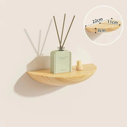 Curved Wall-Mounted Wooden Display Shelf for Home Décor