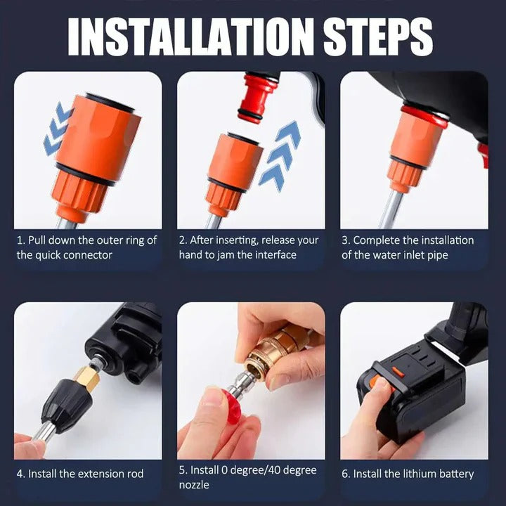 Battery-Powered Portable Pressure Washer with Dual Batteries
