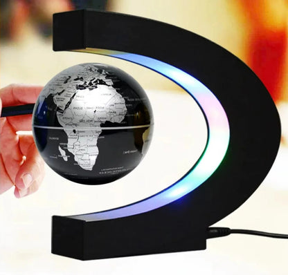 Floating Globe Display with Magnetic Levitation and LED Lights
