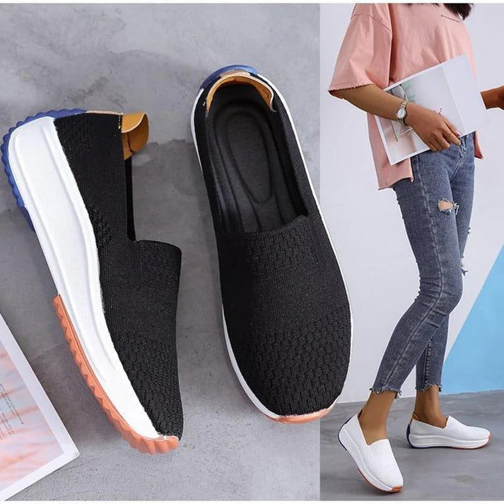 Womens Easy-On Knit Sneakers for All-Day Comfort