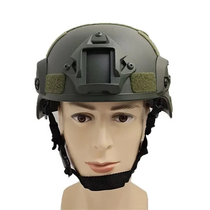 Tactical Outdoor Headgear with Adjustable Fit and Accessory Rails