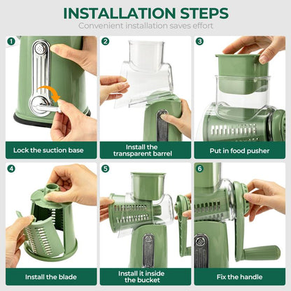 Versatile Food Grater with 5 Swappable Blades and Strong Suction Base