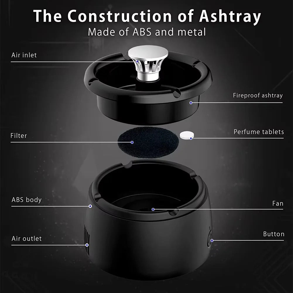 Portable Odor-Reducing Ashtray with Rechargeable Power