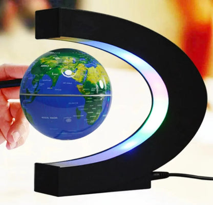 Floating Globe Display with Magnetic Levitation and LED Lights