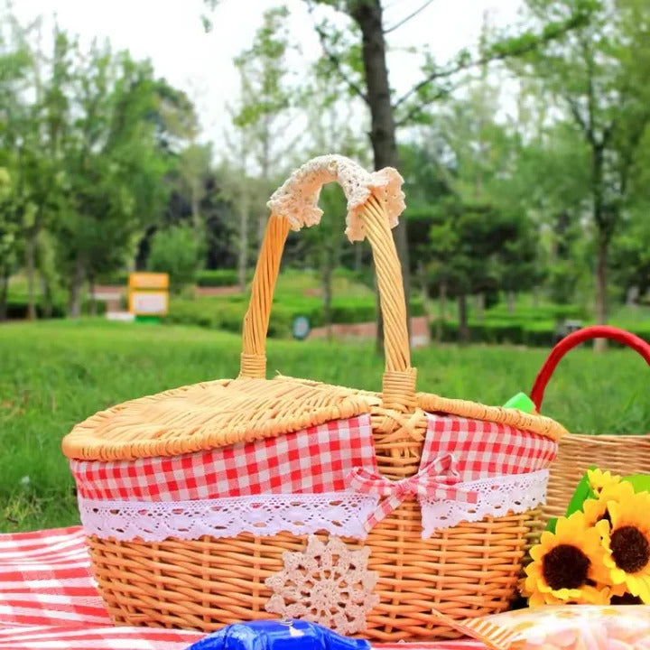 Elegant Wicker Picnic Carrier with Dual Access and Washable Liner