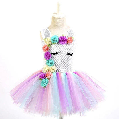 Whimsical Pastel Tutu Dress with Enchanted Unicorn Theme