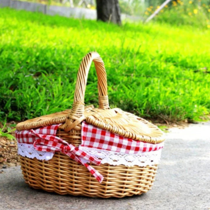 Elegant Wicker Picnic Carrier with Dual Access and Washable Liner