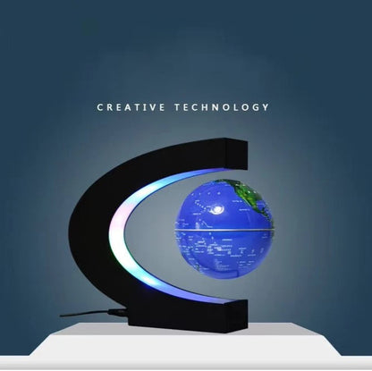 Floating Globe Display with Magnetic Levitation and LED Lights