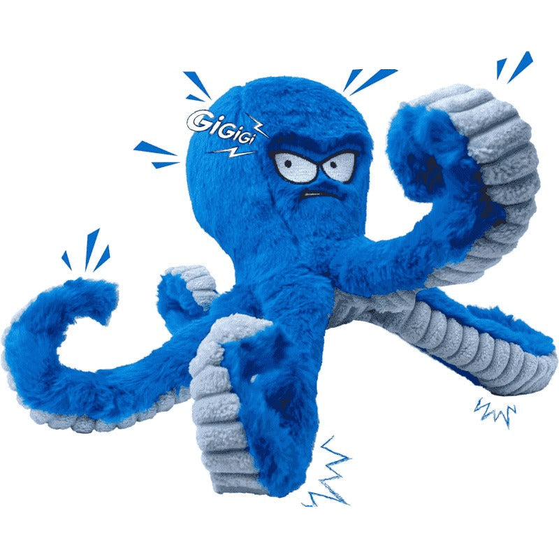 Durable Octopus Dog Chew Toy with Squeaker and Crinkle Sounds