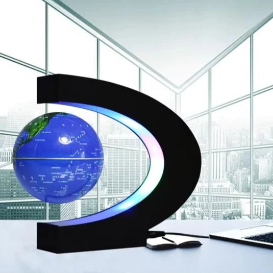 Floating Globe Display with Magnetic Levitation and LED Lights