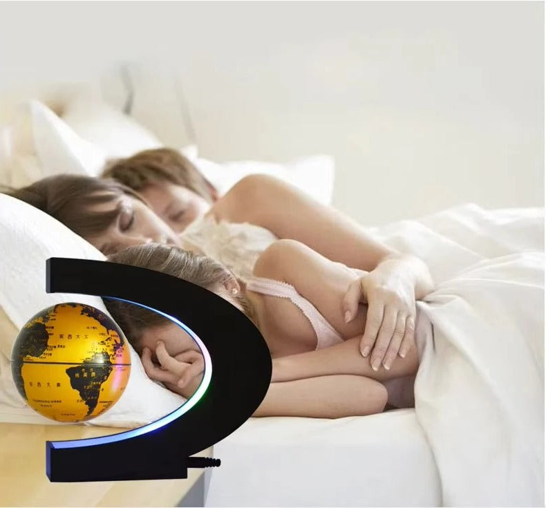Floating Globe Display with Magnetic Levitation and LED Lights