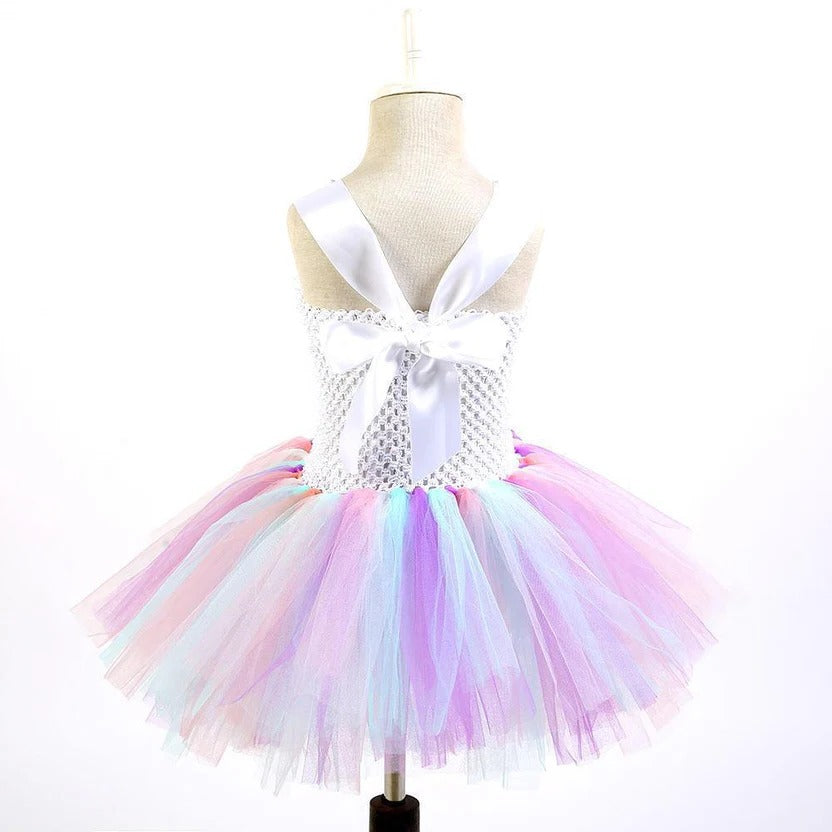Whimsical Pastel Tutu Dress with Enchanted Unicorn Theme