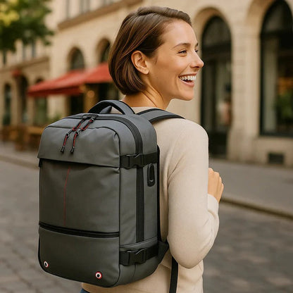 Compact Travel Backpack with Compression and Security Features