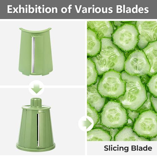 Versatile Food Grater with 5 Swappable Blades and Strong Suction Base