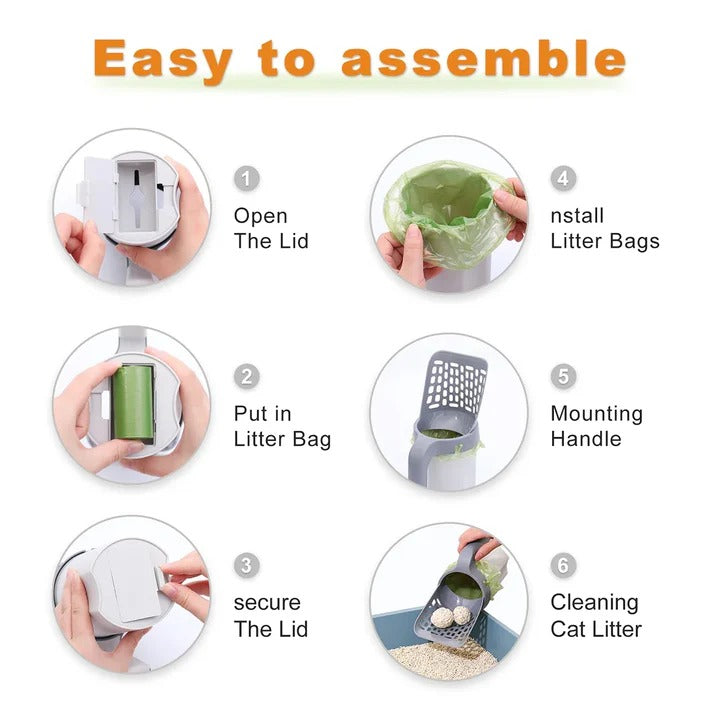 Effortless Cat Litter Cleanup Tool with Integrated Waste Bin