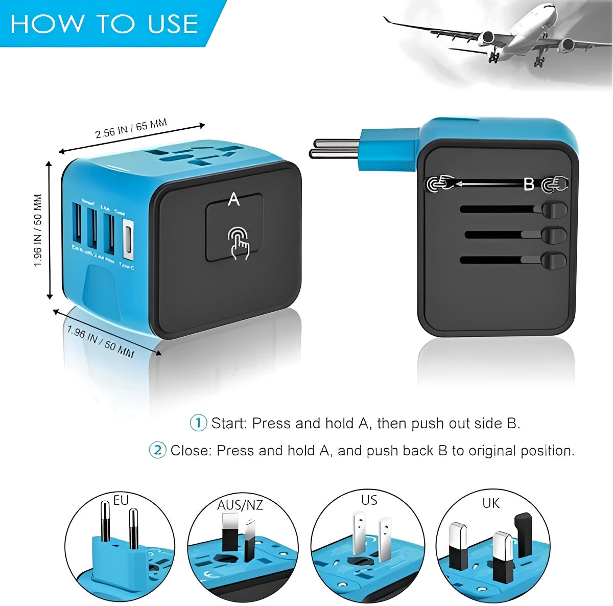 Global Travel Charger with USB Ports for All Your Devices