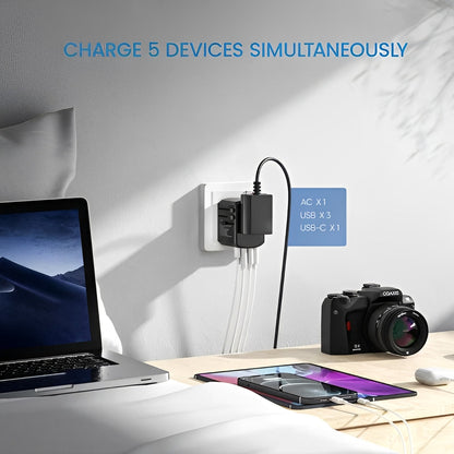 Global Travel Charger with USB Ports for All Your Devices
