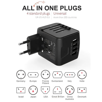 Global Travel Charger with USB Ports for All Your Devices