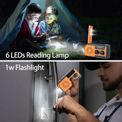 All-in-One Emergency Radio with Solar, Crank Power, and USB Charging