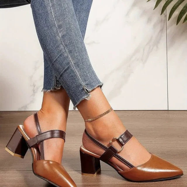 Elegant Block Heel Shoes for Women with Adjustable Ankle Strap