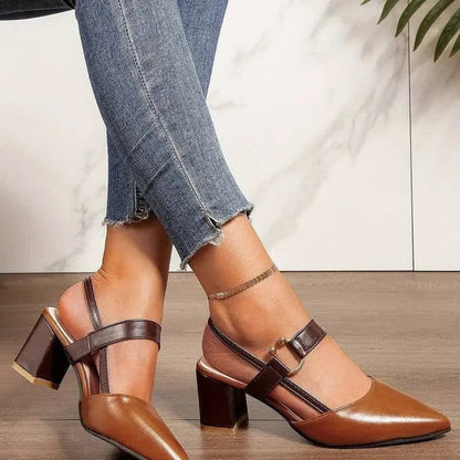 Elegant Block Heel Shoes for Women with Adjustable Ankle Strap