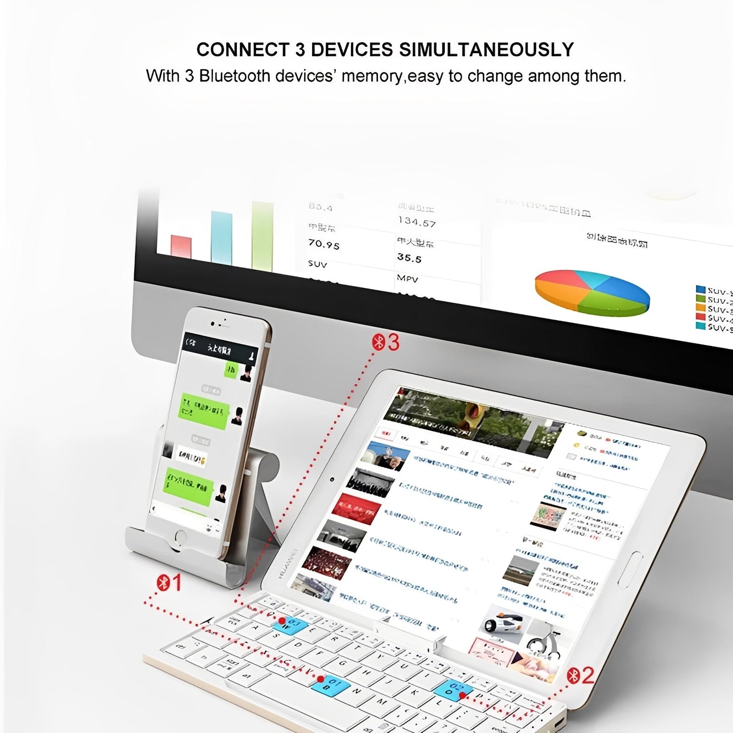 Compact Bluetooth Keyboard with Magnetic Support Stand