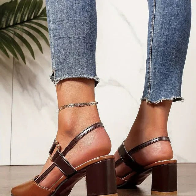 Elegant Block Heel Shoes for Women with Adjustable Ankle Strap