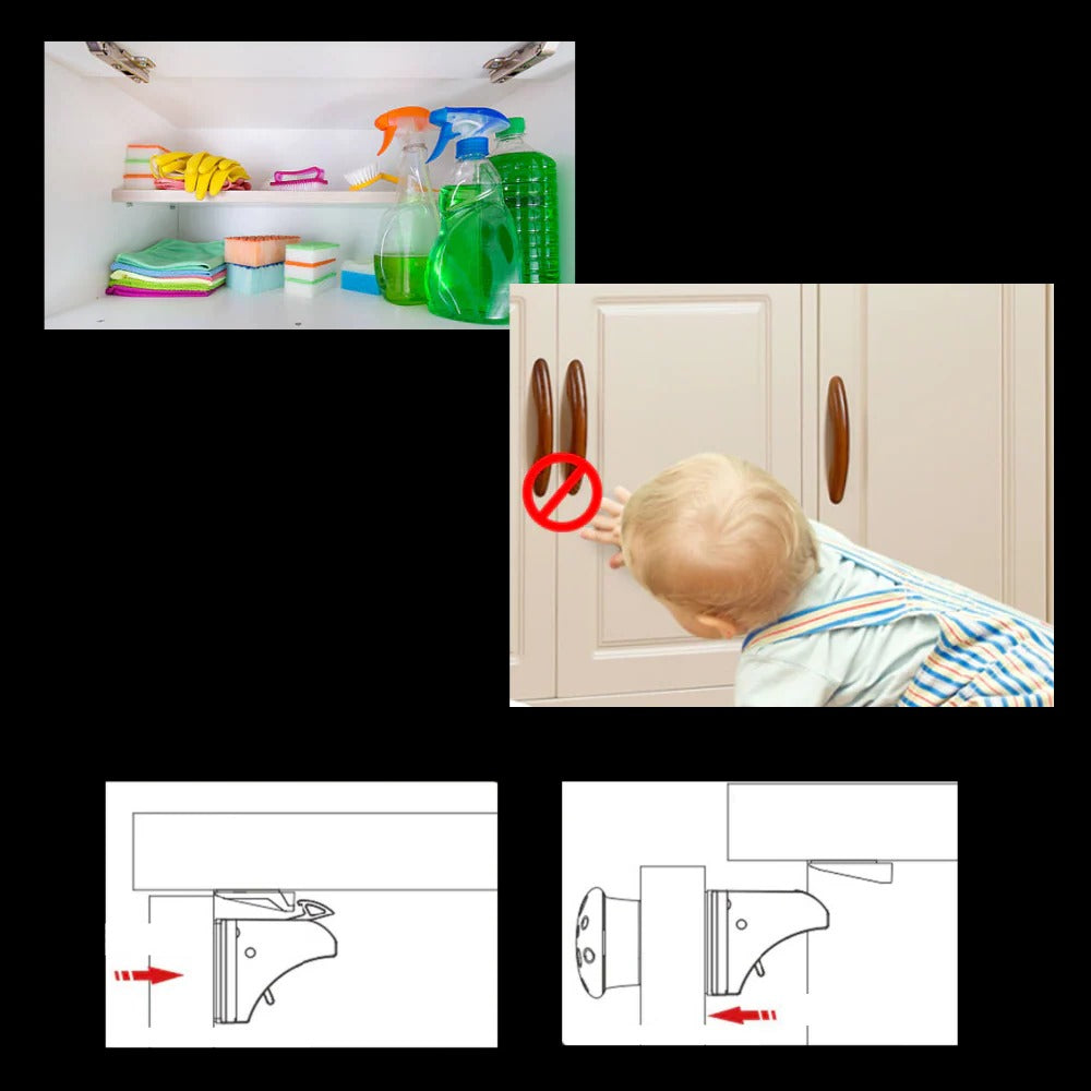 Set of 4 Discreet Childproof Magnetic Cabinet Locks