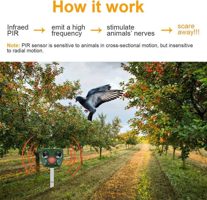 Smart Motion-Activated Ultrasonic Animal Deterrent for Gardens