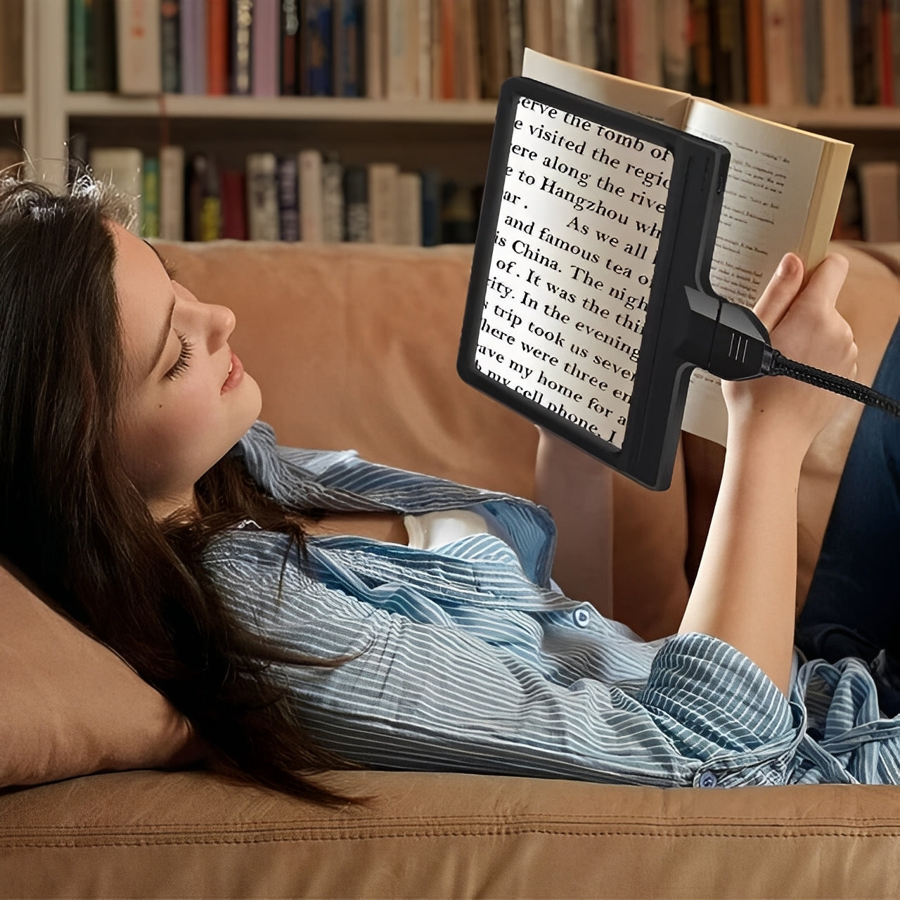 Versatile Floor Magnifier with LED Light and Adjustable Neck