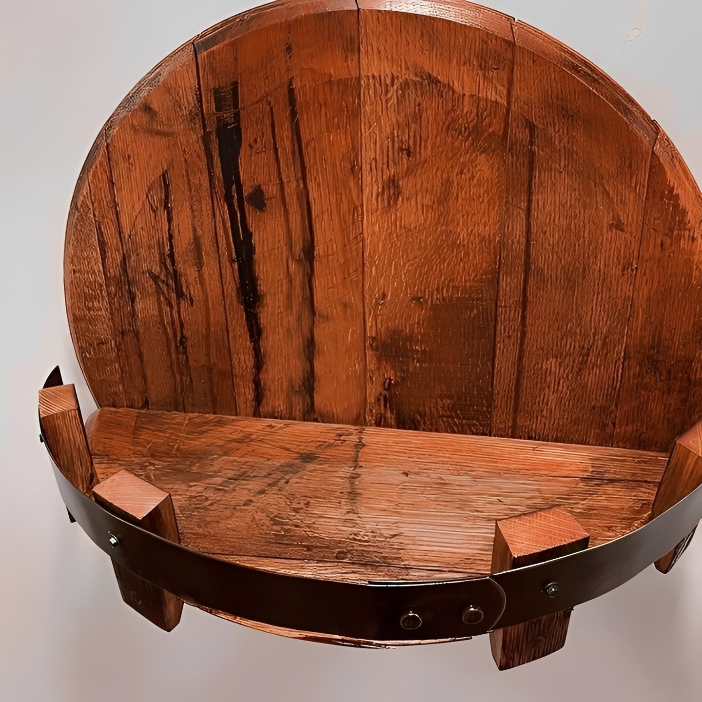 Rustic Floating Shelf Made from Reclaimed Whiskey Barrels