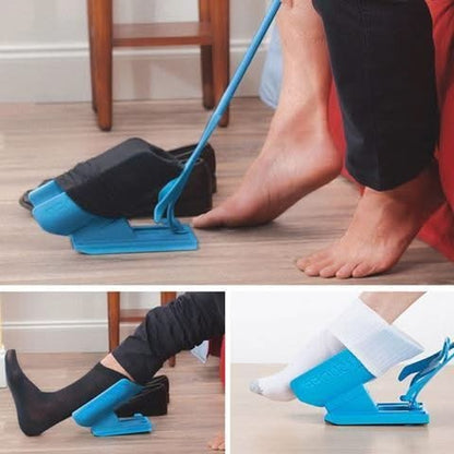 Standing Sock Assistant with Integrated Shoe Horn for Easy Use