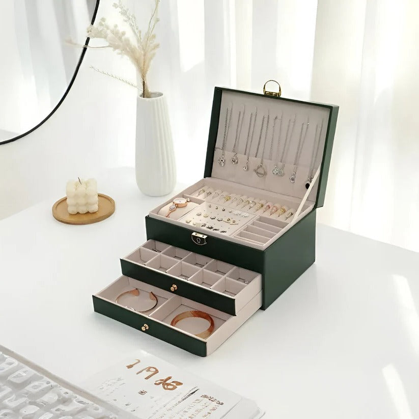 Elegant Multi-Compartment Jewelry Organizer with Smooth Drawers